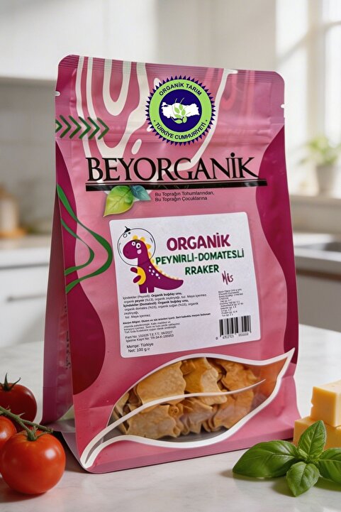 BEYORGANİK Organik Peynirli Domatesli Kraker Miks 100gr Atıştırmalık Bisküvi