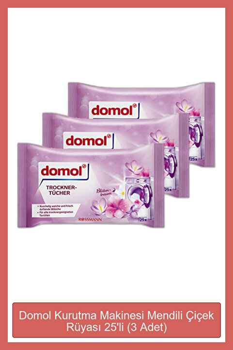 Domol Kurutma Makinesi Mendili Çiçek Rüyası 25'li (3 Adet)