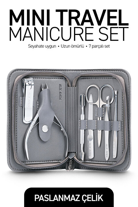 Alix Avien Küçük Seyahat Boy Çantalı 7'li Manikür Seti - Mini Travel Manicure Set