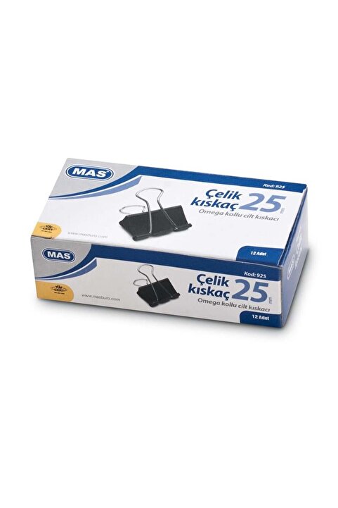 Mas Kıskaç Omega Çelik Siyah 25mm 12'li Paket