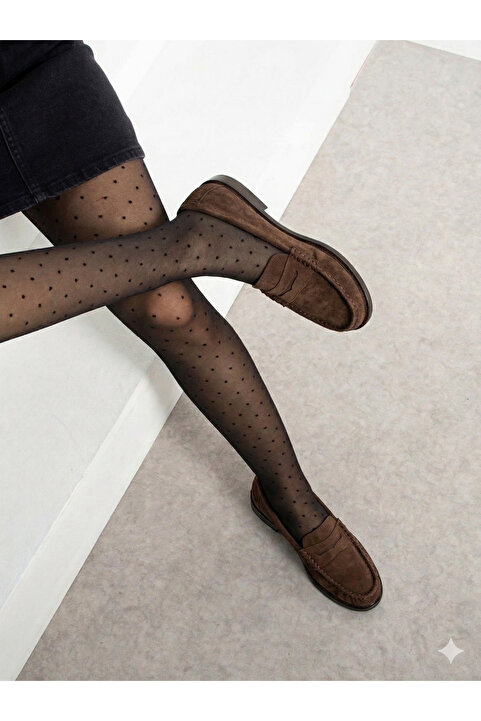 NUVE SHOES Kadın Süet Loafer Makosen Dikişli Büzgülü Oxford Günlük Ayakkabı