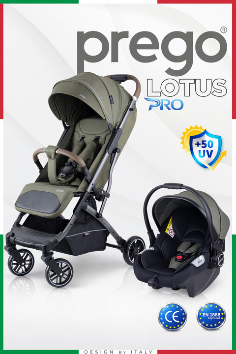 Prego Lotus Pro Kabin Boy Travel Bebek Arabası -Tek Elle Katlanır-Hafif -UV Tenteli -Yağmurluk-Örtü-Kılıf