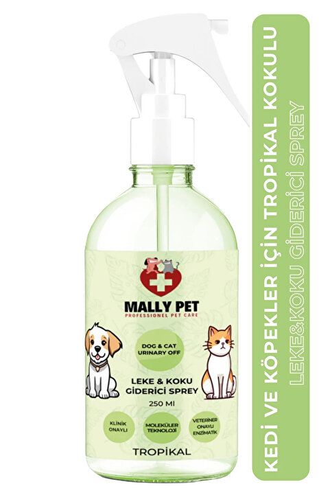 MALLY PET PROFESSIONEL PET CARE Evcil Hayvanlar Için Koku Ve Leke Giderici Sprey Tropikal Kokulu 250 ml