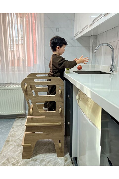 WOODEN MAN Aktivite ve Öğrenme Kulesi Bebek ve Çocuklar İçin 3 Kademeli