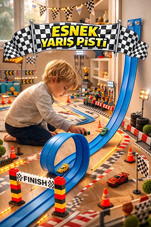 M&H Esnek Yarış Pisti 4.5 Metre Oyuncak Araba Yolu - Yarış Pisti - Flex Track (Arabasız)