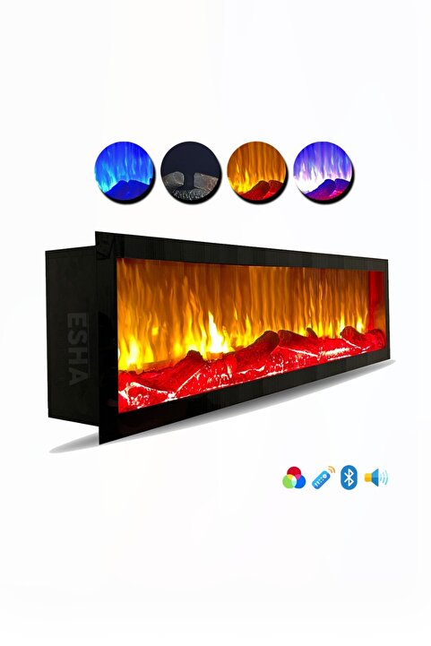 Esha Home Elektrikli Dekoratif Yapay Şömine Bluetooht Sabit Çıtırtı 150x35x18 Cm