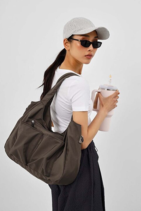 Shule Bags Baia Teknik Kumaş Günlük Spor Çanta Mocha
