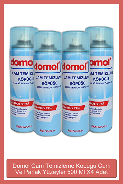Domol Cam Temizleme Köpüğü Cam ve Parlak Yüzeyler 500 ml (4 Adet)