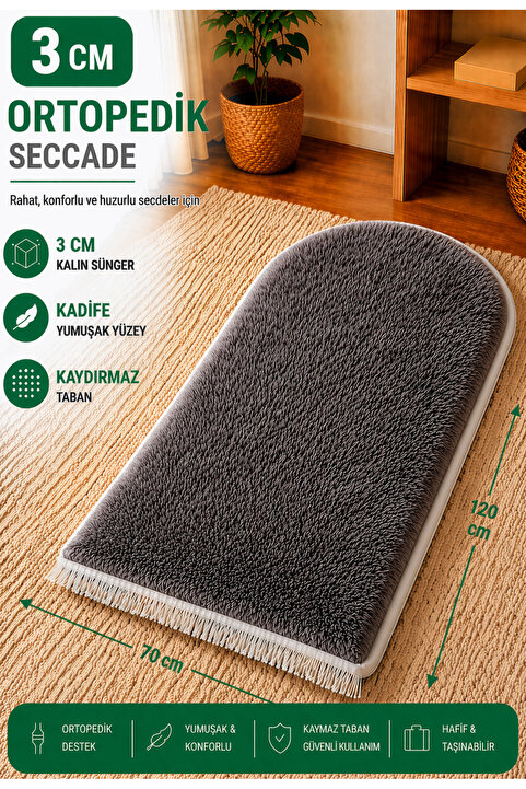 Carpetella 3 CM Ortopedik Süngerli Peluş Seccade Yumuşak Diz Ağrıtmaz Namazlık