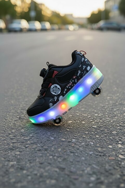 Ayakx Spor Patenli Tekerlekli Işıklı Çocuk Spor Sneakers Ortopedik Ayakkabı Kaykay 4 tekerlekli spor
