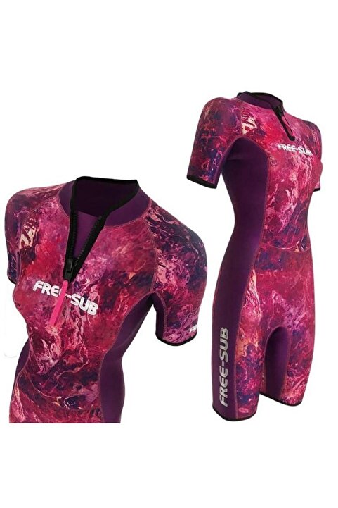 Free-Sub 2mm Dreams Purple Kadın Shorty (KISA) Sörf, Scuba Tüplü Dalış Elbisesi Wetsuit