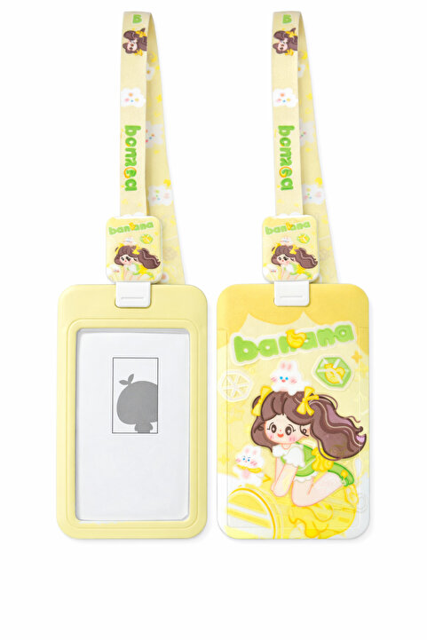 synshop Kawai Sarı Kız Anime Yoyo İpli Yaka Kartı Boyun Askılı Kimlik Kartı Kılıfı Öğrenci Okul Kartlık