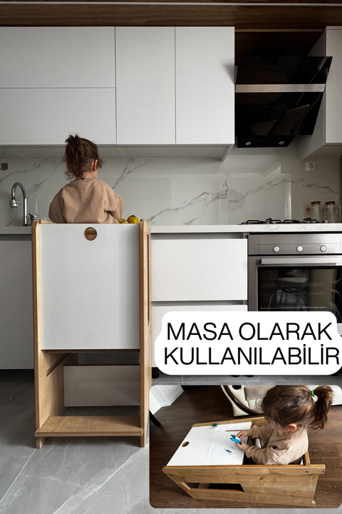 ALİSYUM Fonksiyonlu Öğrenme Kulesi Montessori Öğrenme Kulesi Aktivite Masası Öğrenme Kulesi