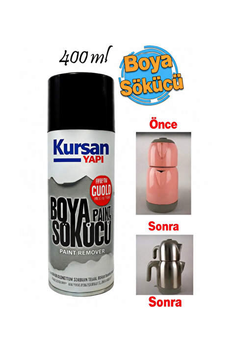 Kursan Yapı Boya Sökücü Çıkartıcı Sprey, Cam, Tahta, Metal, Beton, Seramik, Çok Amaçlı Ekstra Güçlü 400 ml