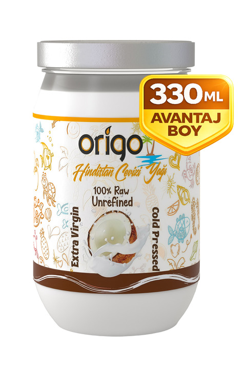 Origo 330 ml Saf Hindistan Cevizi Yağı (SOĞUK SIKIM) Sertifikalı Cam Kavanoz 🥥