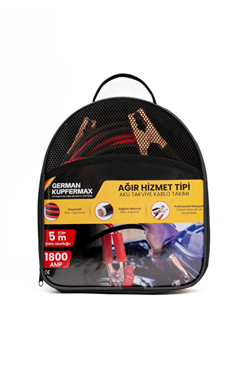 GERMAN KUPFERMAX Ağır Hizmet ve Tır Tipi 5 Metre 1800A Akü Takviye Kablosu, Universal ve Çantalı Alman Güvencesiyle