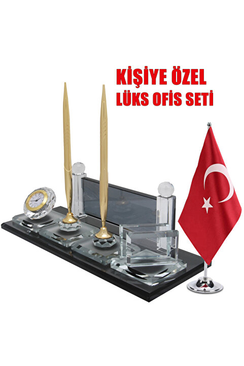 Sentez Masa Üstü İsimlik Kişiye Özel Kristal Masa İsimliği Bayraklı Ofis Yönetici Masaüstü İsimlik