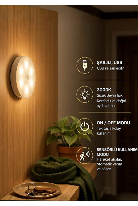 HOMİNG Homing Hareket Sensörlü Işık Mıknatıslı Dolap İçi Led Spot  241953