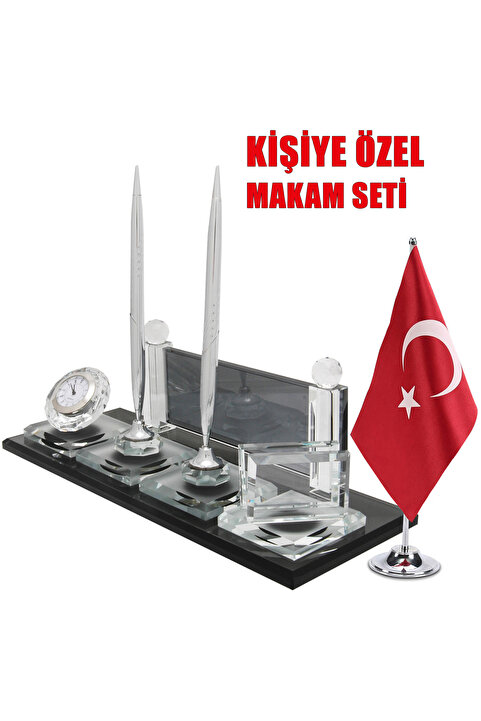 Sentez Masa Üstü İsimlik Elit Kristal Masa Isimliği Ve Masa Bayrağı
