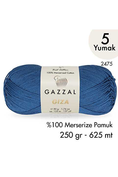 Gazzal Giza 2475-%100 Merserize Pamuk İplik Yazlık Örgü Amigurumi - 5 Yumak