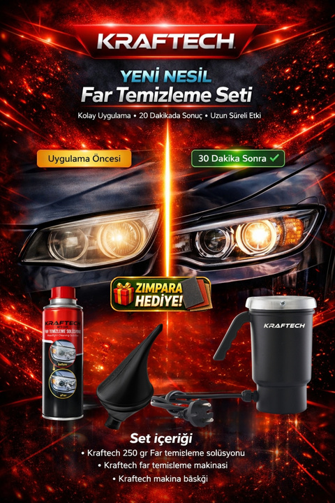 Kraftech Oto - Araba Far Parlatma Ve Yenileme Seti