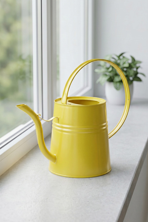 Desen Dekorasyon Sophia 2 Litre Metal Çiçek Saksı Sulama Kabı Sarı - Modern Dekoratif Çok Amaçlı Sulak
