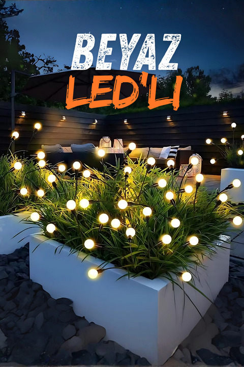 HYPENS 6 Led'li BEYAZ Güneş Enerjili Bahçe Aydınlatması Lamba Solar Işık Ateş Böceği Peyzaj Çiçeği 6 Mod'lu