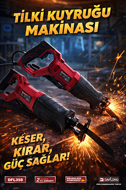 Daflong 2000W BAKIR SARGILI ÇİFT BIÇAKLI TİLKİ KUYRUĞU TESTERE KEMİK KESME MAKİNESİ DFL-358