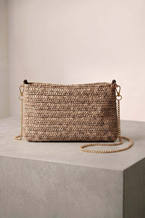 Fullamoda Zincir Askılı Hasır Portföy & Clutch Çanta