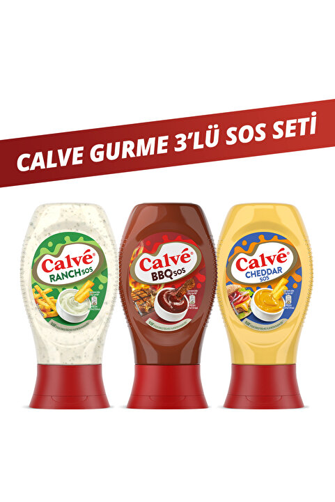 Calve Sos Çeşitleri Ranch Sos 245 g + Barbekü Sos 290 g + Cheddar Sos 240 g