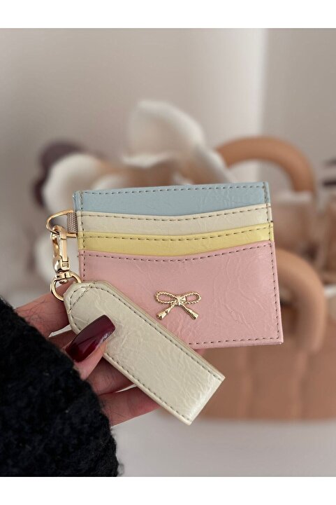 lalettobags Kadın Fiyonk Detaylı Anahtarlıklı Parlak Suni Deri Kartlık