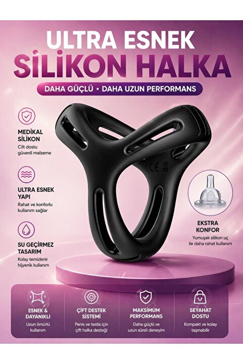 Lolita Shop Ultra Esnek Yapıda Elastik Yumuşak Silikon Dokuda Rahat Takılabilir Süper Testis Penis Halkası