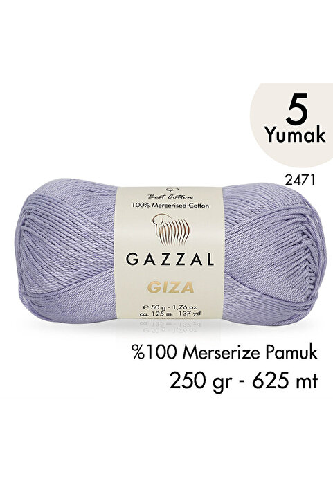 Gazzal Giza 2471-%100 Merserize Pamuk İplik Yazlık Örgü Amigurumi - 5 Yumak