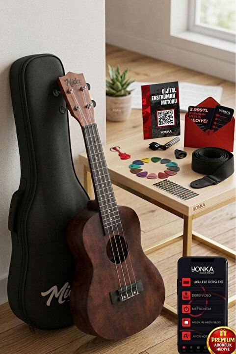 Midex SPA-235M Kaliteli Maun Concert Ukulele Seti