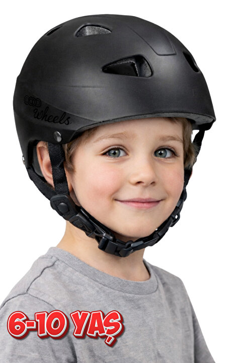 Sportaj Siyah Çocuk Kaskı Spor Koruyucu Başlık Kaskı Kaykay Bisiklet Scooter Paten için Kask Ayarlanabilir B