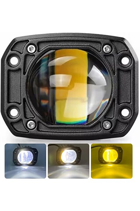 ASTRA LED 2 adet 18w Uyumlu Çift Renk Gömme Montaj Sarı Beyaz 8 cm 4 Modlu Off Road led lamba