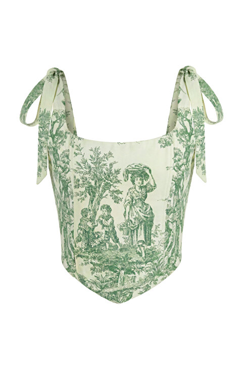 EZOP Yeşil Vintage Korse Büstiyer