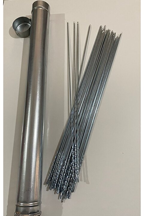 Depo 20 adet Paslanmaz Galvanizli Kare Ciğer Kuşbaşı Şişi Seti - 20 Adet Kare Şiş 50 Cm ve Şiş kabı