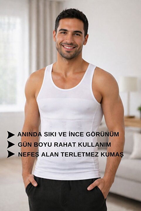 ALEXANDER HUD Erkek Göğüs Göbek Toparlayıcı Korse Atlet Jinekomasti Sıkılaştırıcı Şekillendirici İç Giyim Seamless Beyaz Renk Atlet Korse