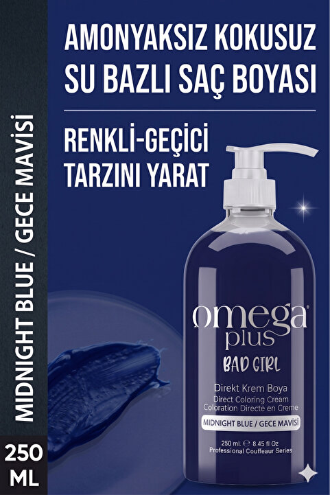 Omega Plus Bad Girl Gece Mavisi Geçici-renkli Amonyaksız Saç Boyası 250 ml