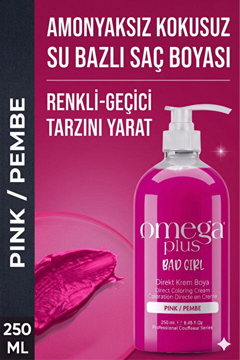 Omega Plus Bad Girl Pembe Geçici-renkli Amonyaksız Saç Boyası 250 ml