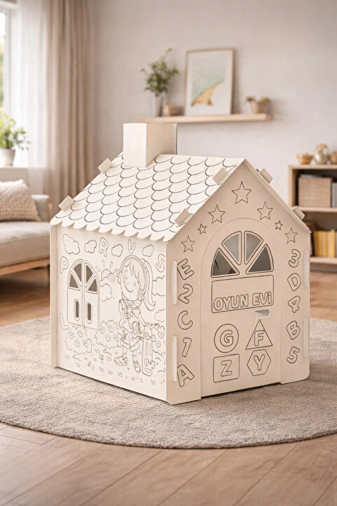 Migenty Boyanabilir Karton Oyun Evi – Çocuklar İçin Yaratıcı Boyama ve Oyun Evi