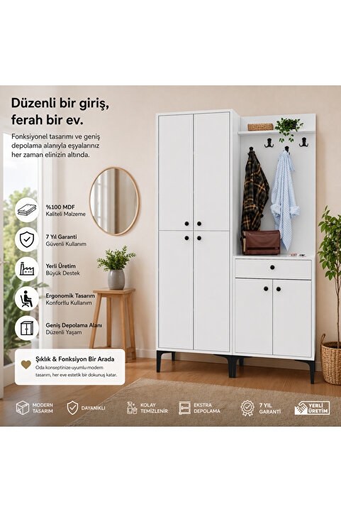 VENATTO Paris Portmanto/vestiyer /ayakkabılık R:beyaz (%100MDF)