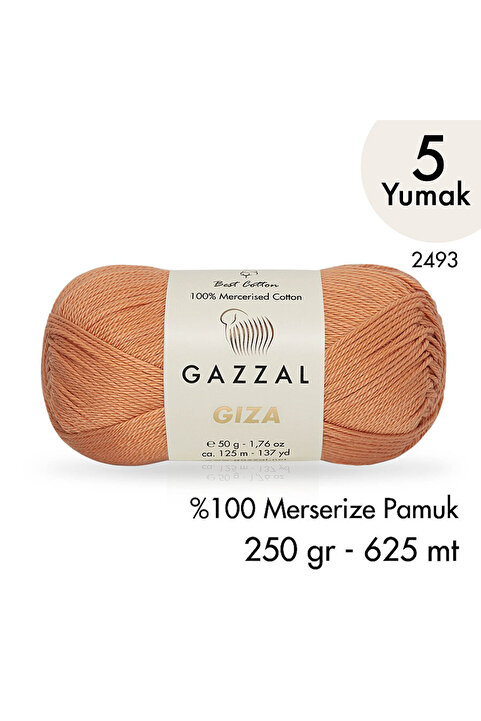 Gazzal Giza 2493-%100 Merserize Pamuk İplik Yazlık Örgü Amigurumi - 5 Yumak