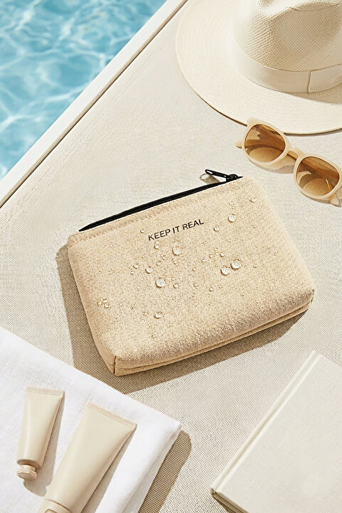Ocean Home Textile Termal Yalıtımlı Güneşten Koruyan Jüt Keten Makyaj İlaç Çantası 15x11 x6