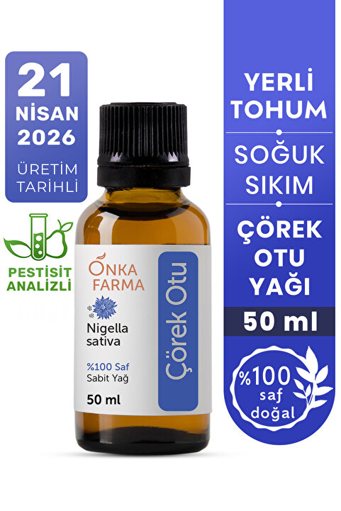 OnkaFarma Onka Farma Çörek Otu Yağı 50 ml %100 Saf Doğal Yerli Tohum Soğuk Sıkım