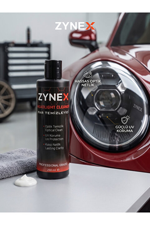 ZYNEX CARE Zynex Professional Far Temizleyici ve Parlatıcı 250 ml - Sararma Giderici, Çizik Yok Edici Kristal Netlik