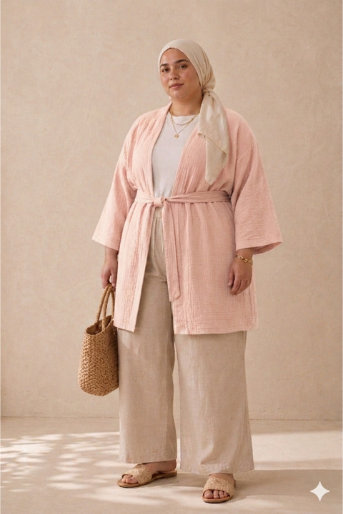 CNG MODA Büyük Beden Muslin Kimono