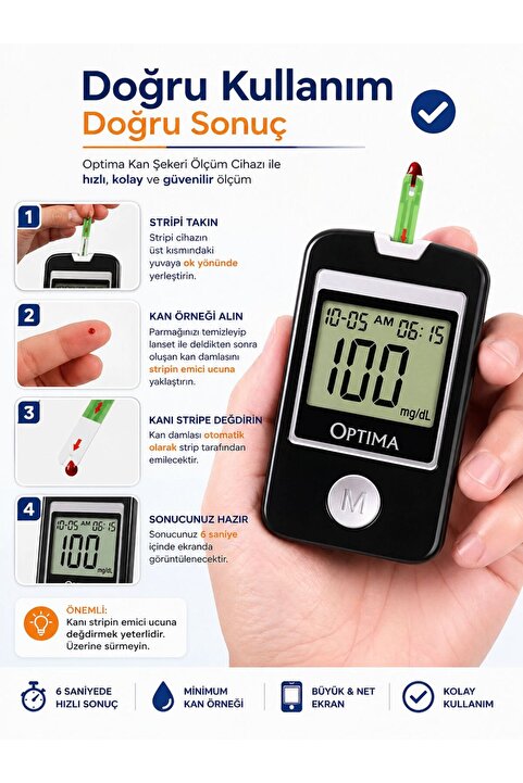 Optima Şeker Ölçüm Cihazı (Hızlı & Doğru Ölçüm)