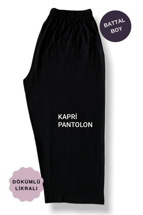 FRESCO SCARFS Pamuklu Viskon Ince Yazlık Cepli Penye Kapri Pijama Pantolon Siyah